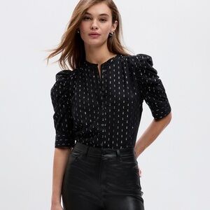 Black and silver GAP tunic blouse button up
